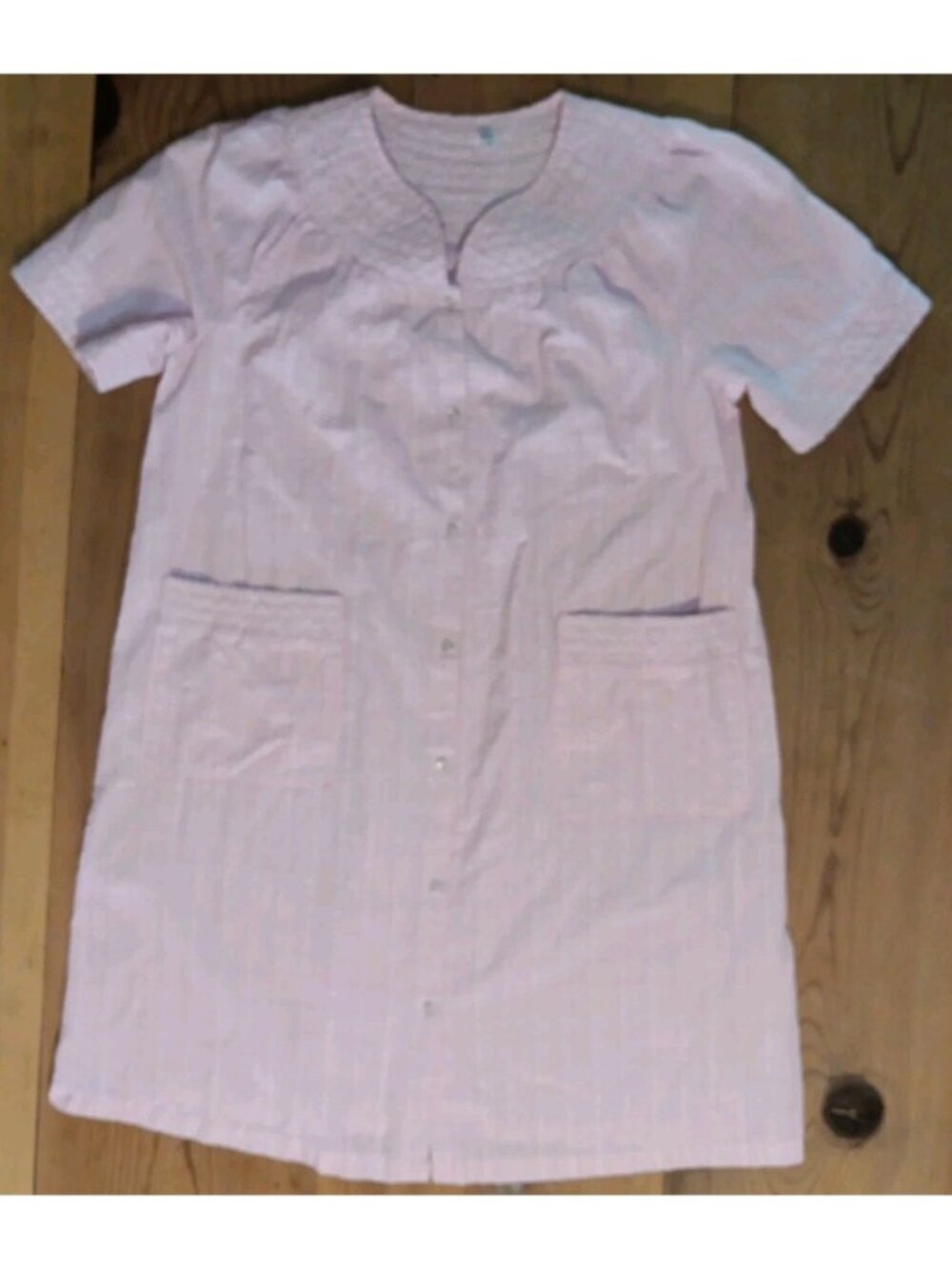 Pink K Kmart Women S House Dress Nightgown Pink Stripe Pearl Snap Seersucker